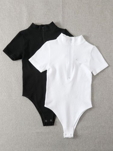 High Neck Zipper Bodysuit