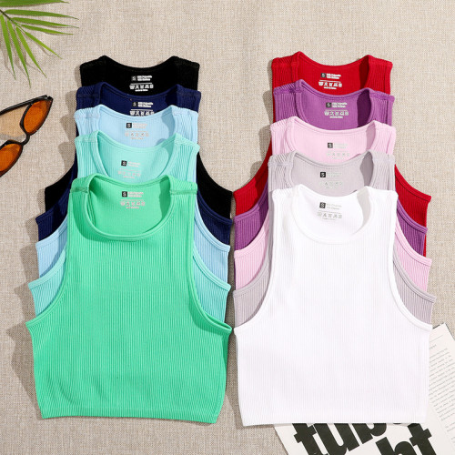 Quick-Dry Ribbed Sports Yoga Tank Top