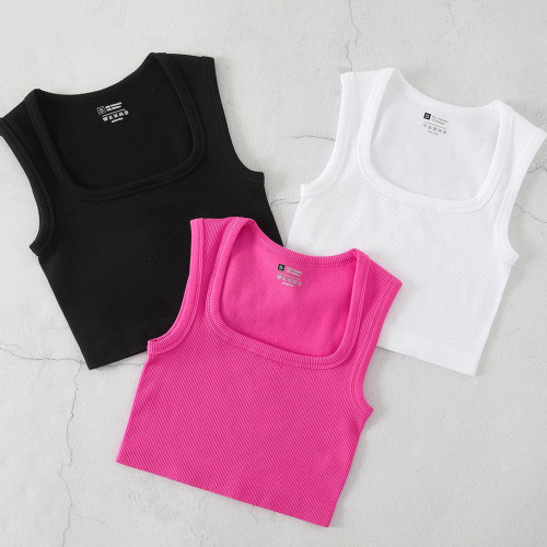 Square Neck Ribbed Yoga Tank Top