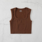 Square Neck Ribbed Yoga Tank Top