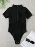 High Neck Zipper Bodysuit