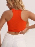 Women's Summer Crop tank Tops Sleeveless Double Tanks High Neck Workout Shirts