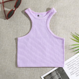 Women's Summer Crop tank Tops Sleeveless Double Tanks High Neck Workout Shirts