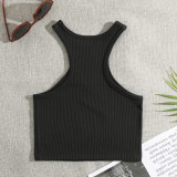 Women's Summer Crop tank Tops Sleeveless Double Tanks High Neck Workout Shirts
