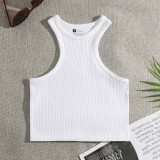 Women's Summer Crop tank Tops Sleeveless Double Tanks High Neck Workout Shirts