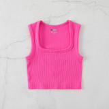 Square Neck Ribbed Yoga Tank Top