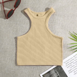 Women's Summer Crop tank Tops Sleeveless Double Tanks High Neck Workout Shirts