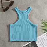 Women's Summer Crop tank Tops Sleeveless Double Tanks High Neck Workout Shirts