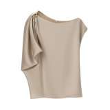 Silky Satin Asymmetric Hem Blouse