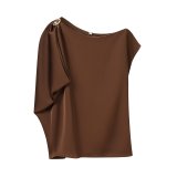 Silky Satin Asymmetric Hem Blouse