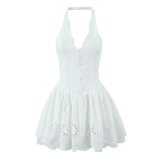 Pure Desire Lace Embroidered Halter Bodycon Dress
