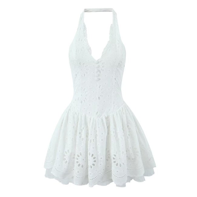Pure Desire Lace Embroidered Halter Bodycon Dress