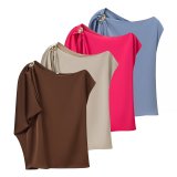 Silky Satin Asymmetric Hem Blouse