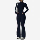 Seamless Zipper Long Sleeve Flare Pants Yoga Set