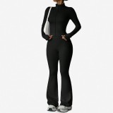 Seamless Zipper Long Sleeve Flare Pants Yoga Set
