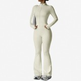 Seamless Zipper Long Sleeve Flare Pants Yoga Set