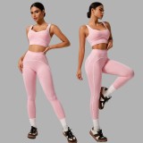 Line Pattern Sports Bra and Leggings Yoga Set