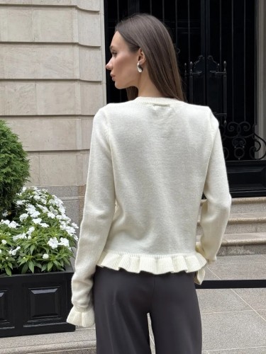 Long Sleeve Ruffled Knit Cardigan