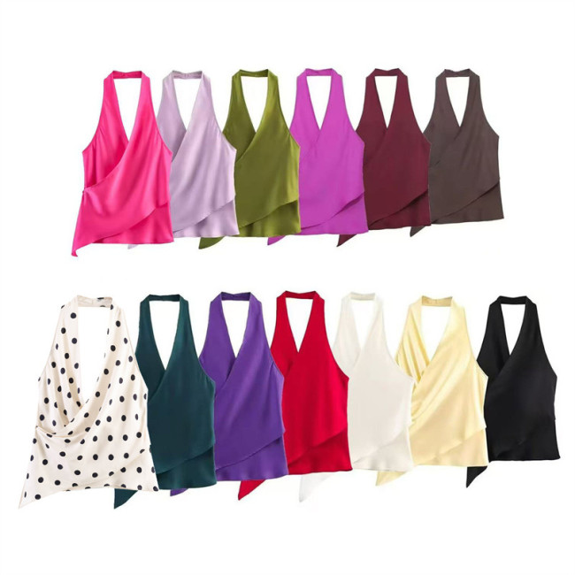 Satin Feel Halter Neck Top