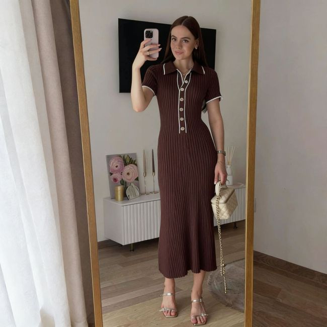Chic Color-Block Bodycon Knit Dress