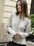 Long Sleeve Ruffled Knit Cardigan