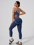 Line Pattern Sports Bra and Leggings Yoga Set