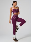 Line Pattern Sports Bra and Leggings Yoga Set