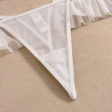 Sheer Ruffled Lace Trim Three-Piece Seductive Lingerie Set