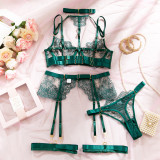 IHOOV Lingerie Lace Underwire Bra g String Thong Embroidered Sexy Lingerie 3 Piece Lingerie Set Women