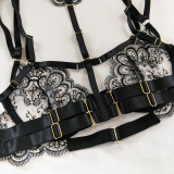 IHOOV Lingerie Lace Underwire Bra g String Thong Embroidered Sexy Lingerie 3 Piece Lingerie Set Women