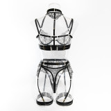 IHOOV Lingerie Lace Underwire Bra g String Thong Embroidered Sexy Lingerie 3 Piece Lingerie Set Women