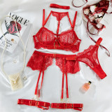 IHOOV Lingerie Lace Underwire Bra g String Thong Embroidered Sexy Lingerie 3 Piece Lingerie Set Women