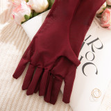Wine Red Lace Sexy Bodysuit with Cut-Out Design and Gloves