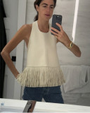 Sleeveless Sexy Leather Fringe Vest Top