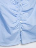 Short Sleeve Collared Pleated Waist Shirt
