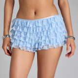 exy Babe Lace Trim Layered Cake Low Waist Hot Pants Skirt Pants