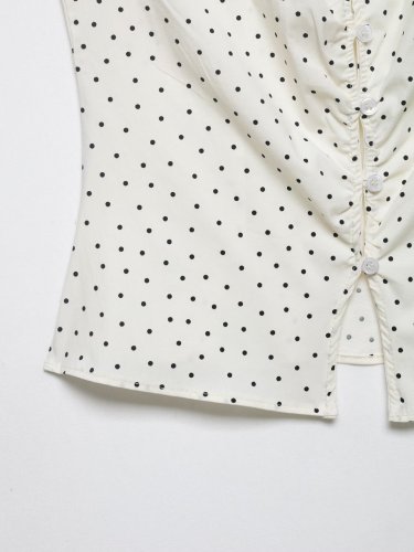 Short Sleeve Collared Pleated Waist Shirt