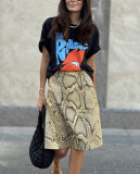 Bestselling Snake Print Straight Midi Skirt