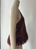 Sleeveless Sexy Leather Fringe Vest Top