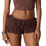 exy Babe Lace Trim Layered Cake Low Waist Hot Pants Skirt Pants