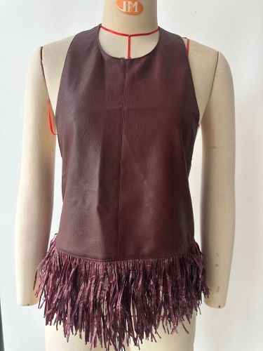 Sleeveless Sexy Leather Fringe Vest Top