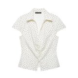 Short Sleeve Collared Pleated Waist Shirt