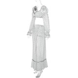 Polka Dot Chiffon Loose Long Cardigan Dress Beach Cover-Up Set