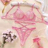 Sexy Set with Embroidered Mesh Detachable Belt and Push-Up