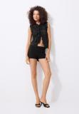 Lace Button Sleeveless Stand Collar Vest Top