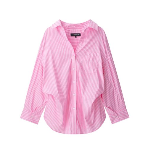 Loose Fit Striped Crepe Shirt