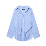 Loose Fit Striped Crepe Shirt