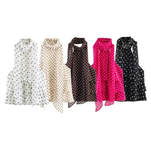 Polka Dot Layered Halter Neck Top