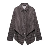 Loose Fit Striped Crepe Shirt