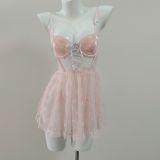 Lace Mesh Cami Nightgown with Padded Cups